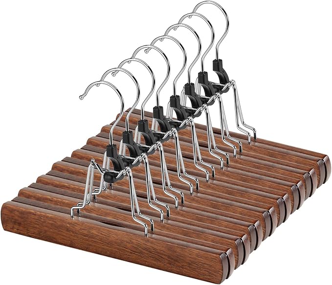 AMKUFO 12 Pack Wooden Pants Hangers by AMKUFO