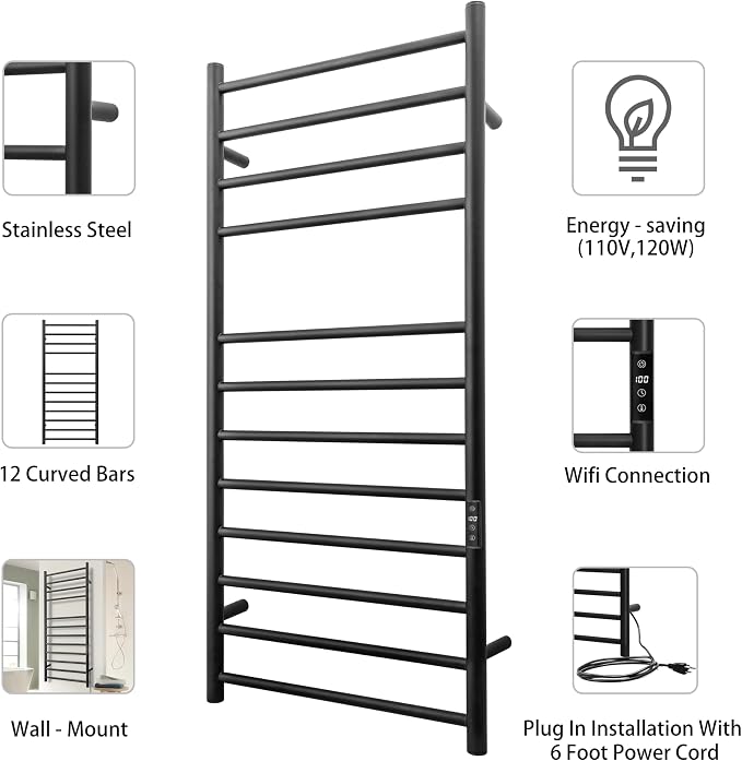 KEG Smart WiFi Towel Warmer Wall Mounted - Image 5