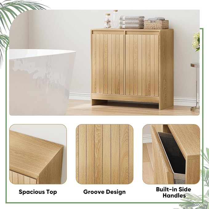 Smuxee Double Tilt Out Laundry Hamper Cabinet, Hidden Laundry Cabinet - Image 5