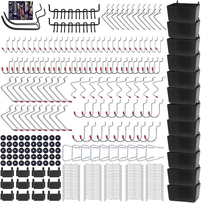 Calax 338PCS Pegboard Hooks Organizer Kit, Fit 1/8 or 1/4 inch Peg Board by Calax