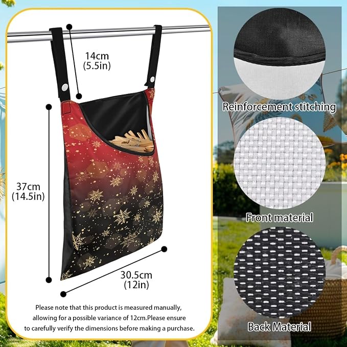 Snowflake Clothes Pin Hanging Bag Portable Clothespin Storage Bag - Image 6