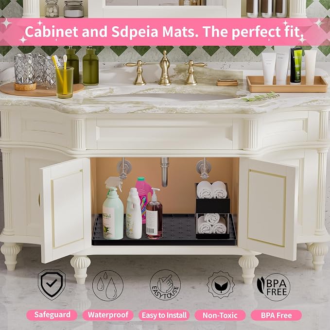 Sdpeia Under Sink Mat 22"×19" Waterproof Silicone Cabinet Liner & Sink Protector - Image 3