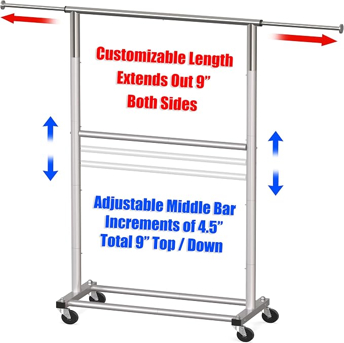 Simple Houseware Double Rod Garment Rack - Image 3