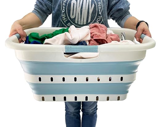 SAMMART 41L Collapsible 3 Handled Plastic Laundry Basket - Image 4