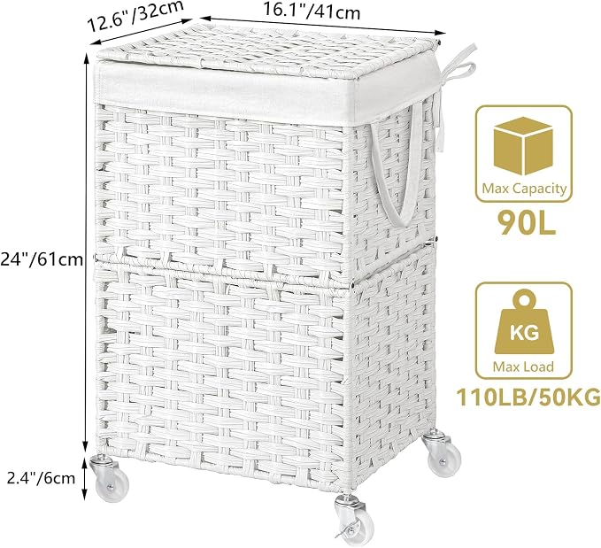 Chrislley 90L Slim Laundry Hamper - Image 3