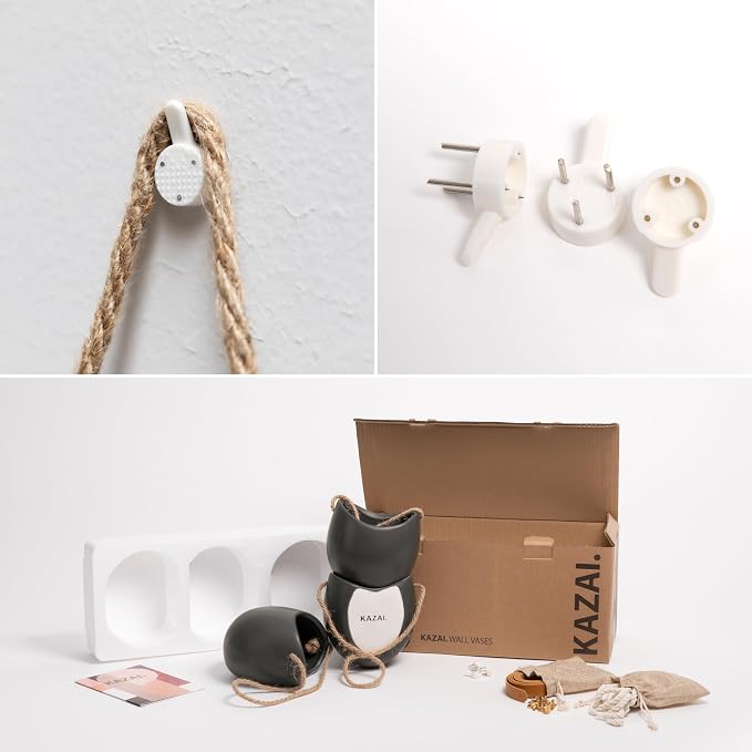 Kazai. Wall Planters -Ellie- | Hanging Ceramic Plant Pots 3 Pieces | Wall - Image 6