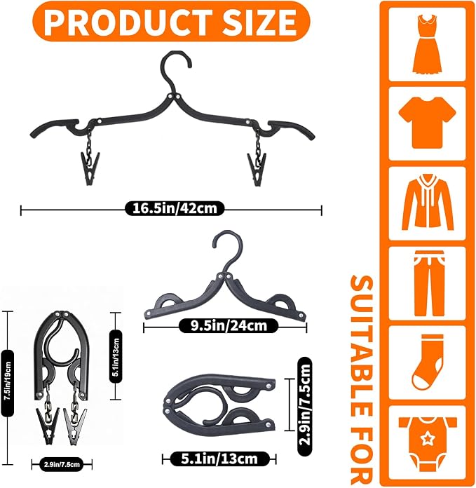 8Pcs Travel Hangers with Clips for Cruise Foldable Hangers - Image 2