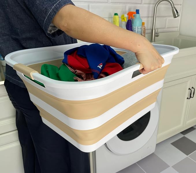 SAMMART 42 Collapsible Plastic Laundry Basket, Foldable Pop Up Storage - Image 5