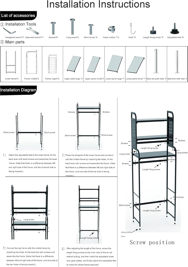 Over Washer Storage, 3 Tier Expandable Washer and Dryer rack, Laundry Room - Image 7