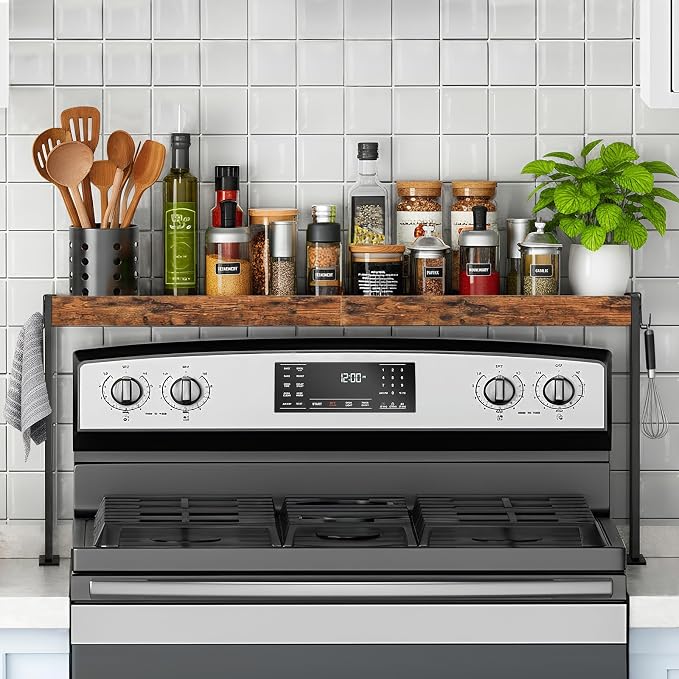 Spice Rack Shelf for Kitchen Stove, Over The Stove Shelf by EffiJoy
