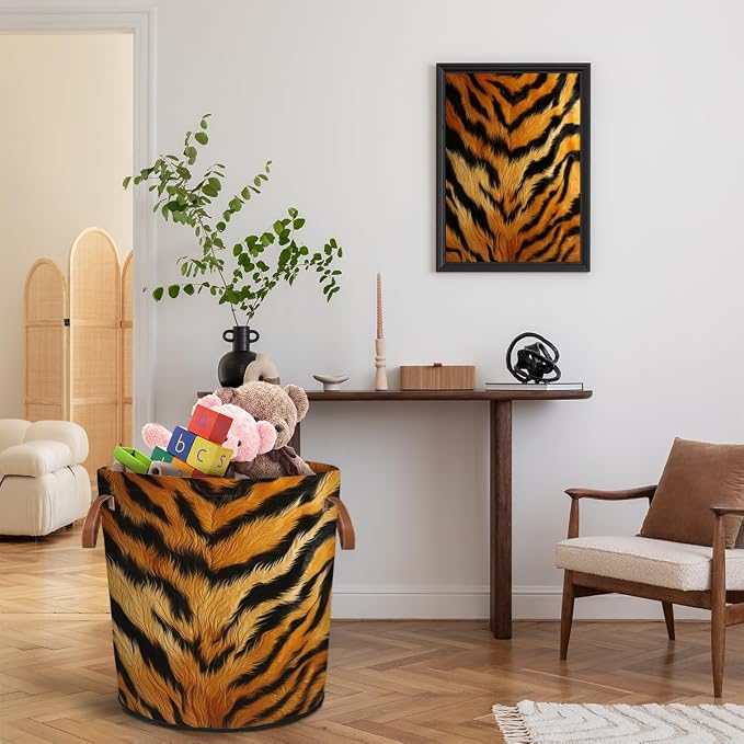 Tiger Print Laundry Hamper Waterproof Collapsible Basket - Image 7