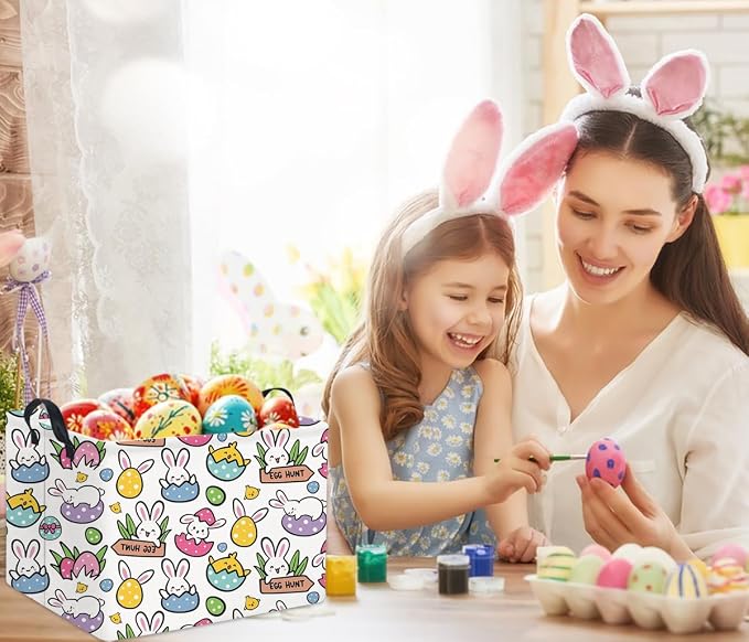 HIYAGON Rectangular Easter Gift Basket Kids Storage Organizer Bins Bedroom - Image 3