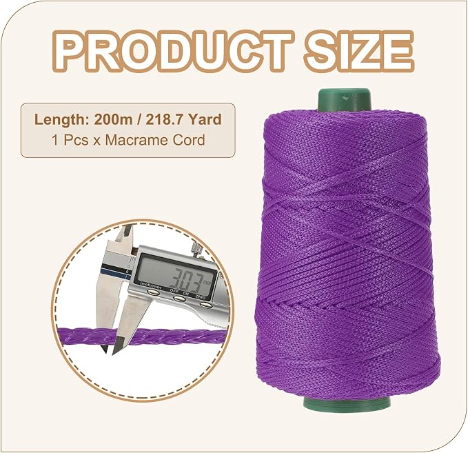 YELARXI Polyester Macrame Cord, 3mm x 219 Yards Polypropylene Macrame Cords - Image 2
