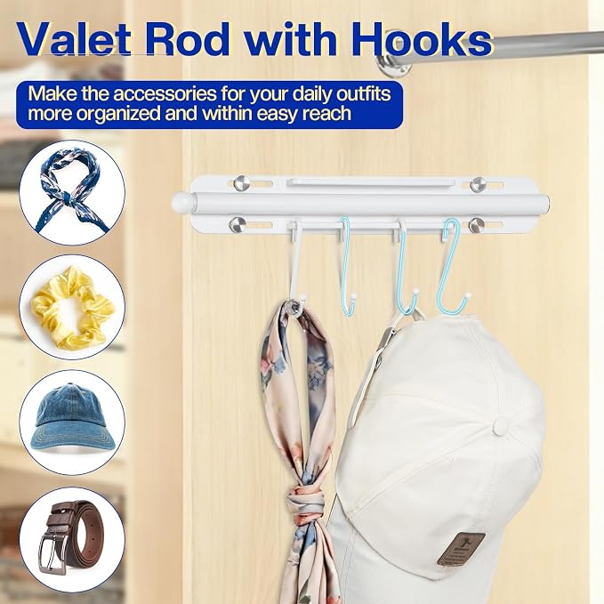 12 inch Valet Rod for Closet Pull Out, Heavy Duty Closet Valet Rods Slide Out - Image 4