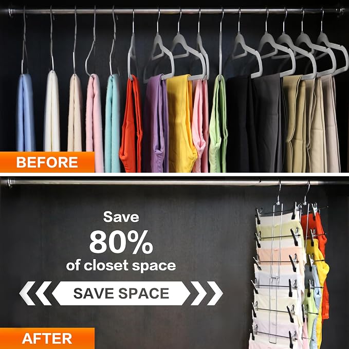 Closet Organizers and Storage, 6 Tier Storage and Organization Pants Hangers - Image 2