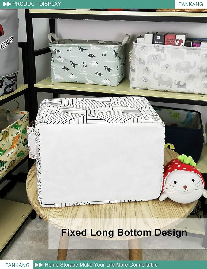 FANKANG Storage Basket, Nursery Hamper Canvas Laundry Basket Foldable - Image 6