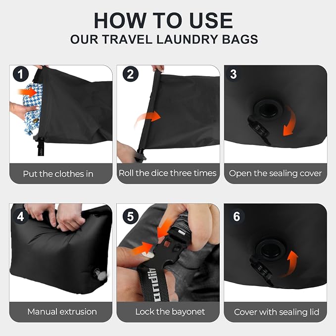 Travel Compression Laundry Bag, Pump-Free Vacuum Space Saver Bag - Image 5
