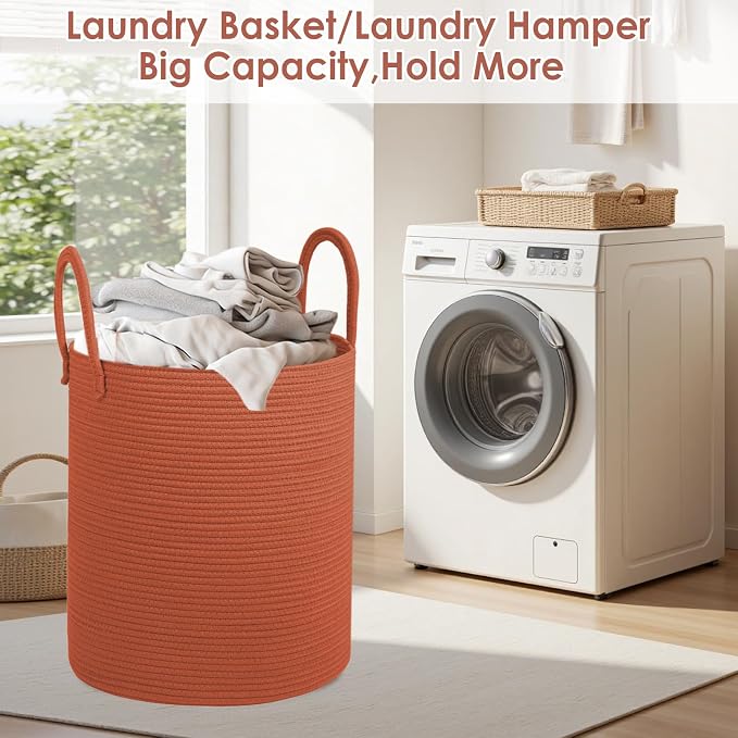 Cotton Rope Laundry Basket, Large Capacity Storage Bin - Image 5