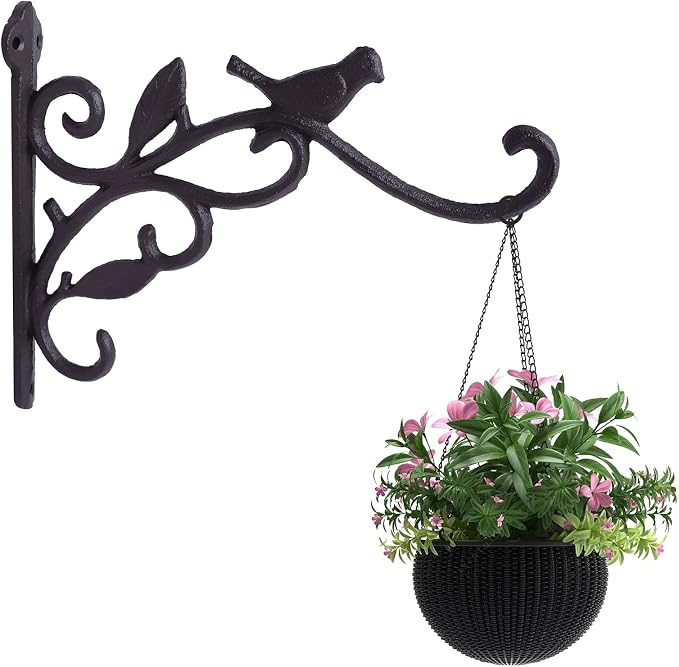 DEWEL Iron Hanging Plant Hook Rust Resistant Wall Decorative Bracket，Hanging by DEWEL