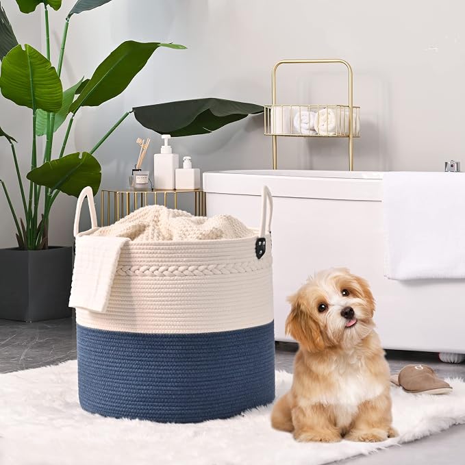 KAKAMAY Large Blanket Basket, Woven Baby Laundry Hamper - Image 2