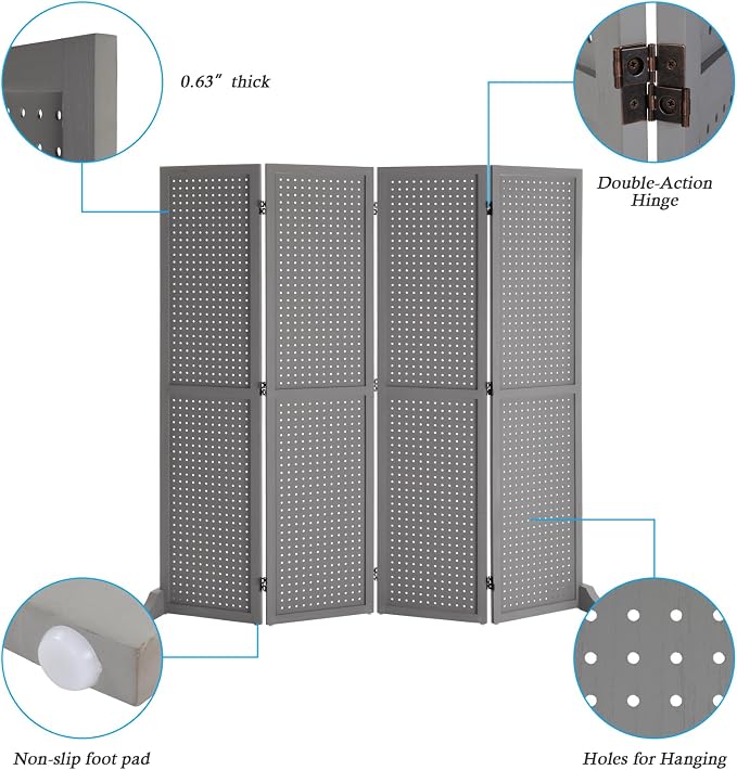 Bonnlo 4 Panel Pegboard Freestanding, 5 FT Portable Display Board Organizer - Image 4