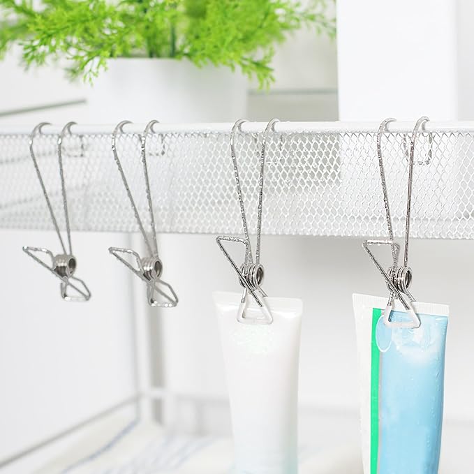 10pcs Stainless Steel Spring Hook Clothes Clips Non-Slip Large Laundry Pins - Image 7