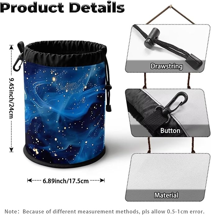 Clothespin Bag Holder Outside, Starry Sky Fluid Pattern Hanging Clothes Pin Bag - Image 7