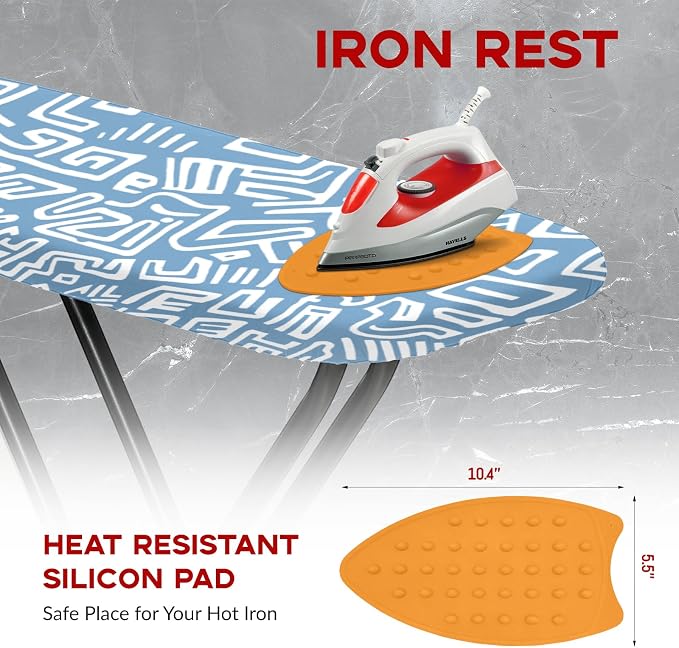 Large Ironing Board Full Size 54x14, RAINHOL Height Adjustable Steel Frame Iron - Image 5