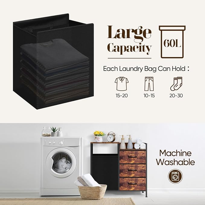 Laundry Hamper with Top Shelf, Laundry Basket Organizer with 1 Large Removable - Image 4