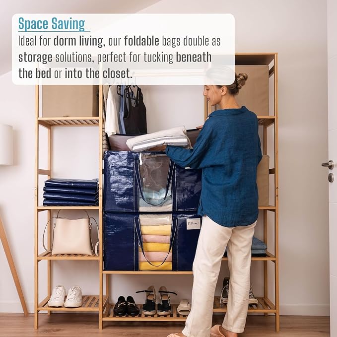 VENO 2 Pack Moving Bags with Clear Window, Heavy Duty Storage Bins with Lid - Image 4