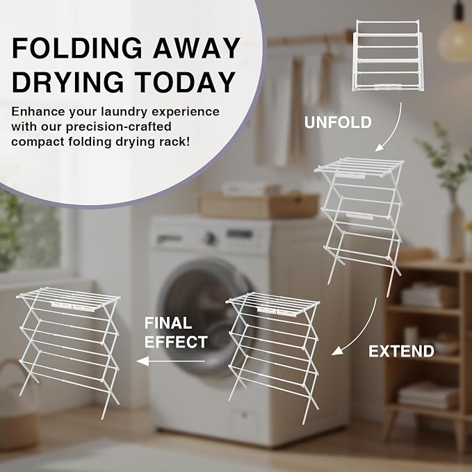 Foldable Clothes Drying Rack, Extendable Laundry Drying Rack, Clothes Airer - Image 4
