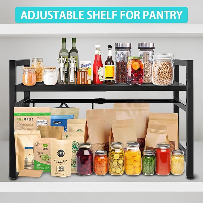 Kitchen Countertop Shelf Organizer, Expandable Microwave Shelf Stand - Image 4