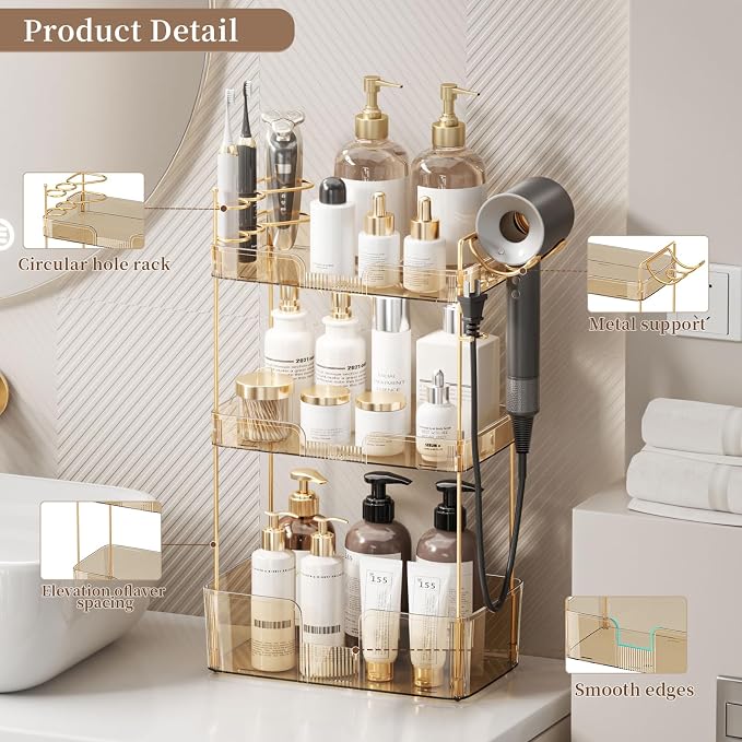 YCIA&DONE Luxury Bathroom Counter Organizer, Large Makeup Organizer Countertop - Image 2