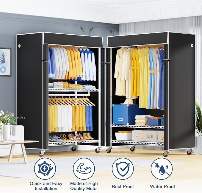P8C Heavy Duty Clothes Rack（With Extended Width Design） Rolling Clothing Racks - Image 4