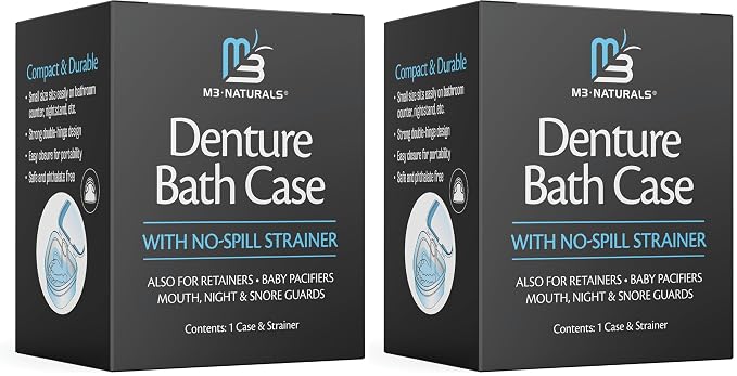 Denture Bath Case and Retainer Case, Denture Bath Cup by M3Naturals