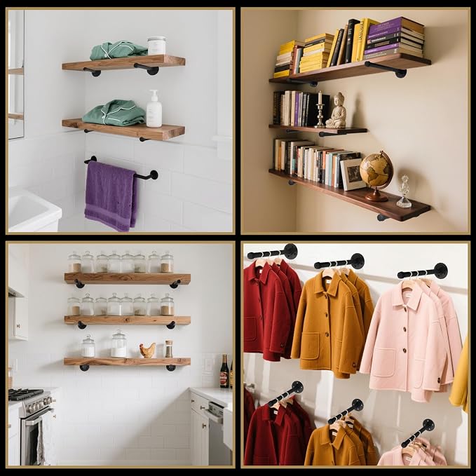 Industrial Pipe Clothing Rack 12 Inch 4 Pack, Closet Rod - Image 7
