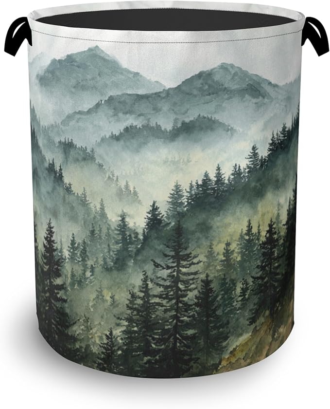 Mountains Forests Laundry Hamper, Dirty Clothes Laundry Basket by Unknown