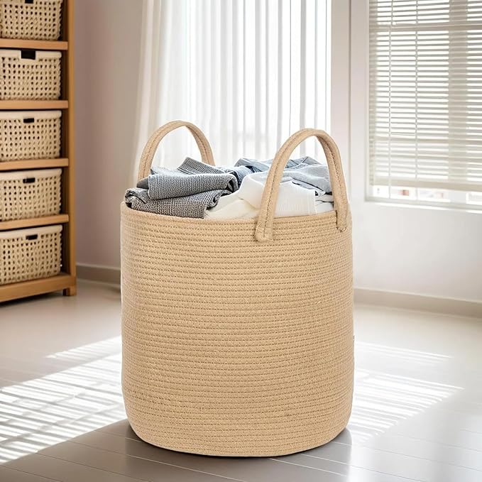 ShellKingdom Laundry Basket, Large Natural Rope Woven Storage Basket - Image 2