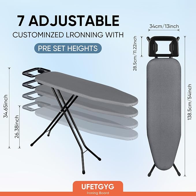 Classic Ironing Board 43" X 13" W/with Iron Rest | Full Metal Construction| - Image 2