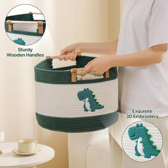 Large Blanket Basket 35L Cotton Rope Basket - Image 4