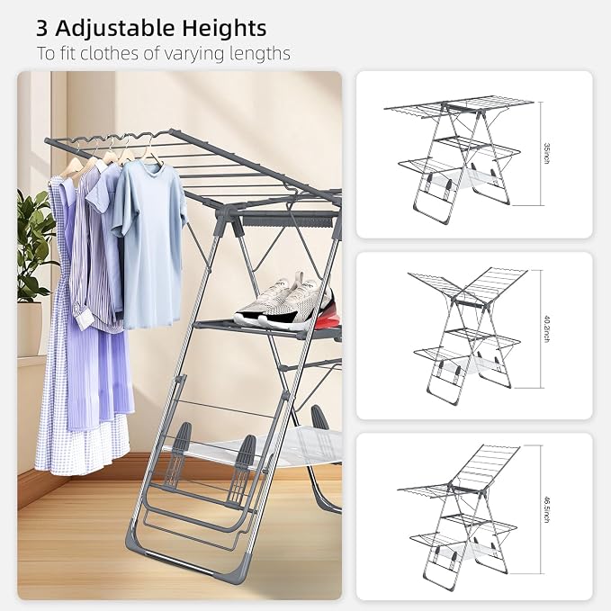 Clothes Drying Rack Foldable 2-Level Laundry Racks - Image 5