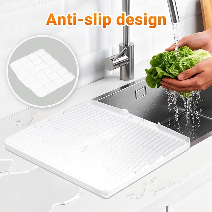 Silicone Dish Drying Mat for Kitchen Counter, Non-Slip Drain Pad, Dish Drying - Image 5