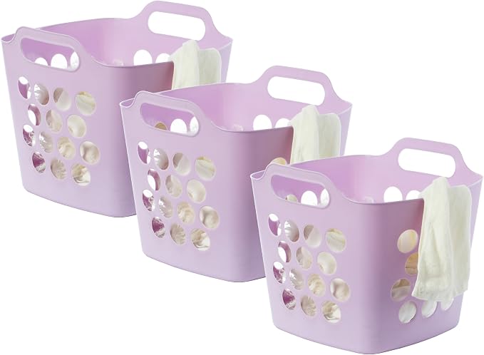 Flexible Plastic Carry Laundry Basket Holder Square Storage Hamper by Basicwise
