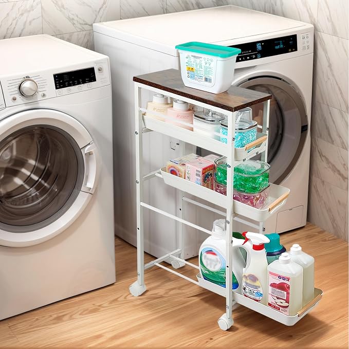 5 Tier Slim Rolling Storage Cart by Unknown