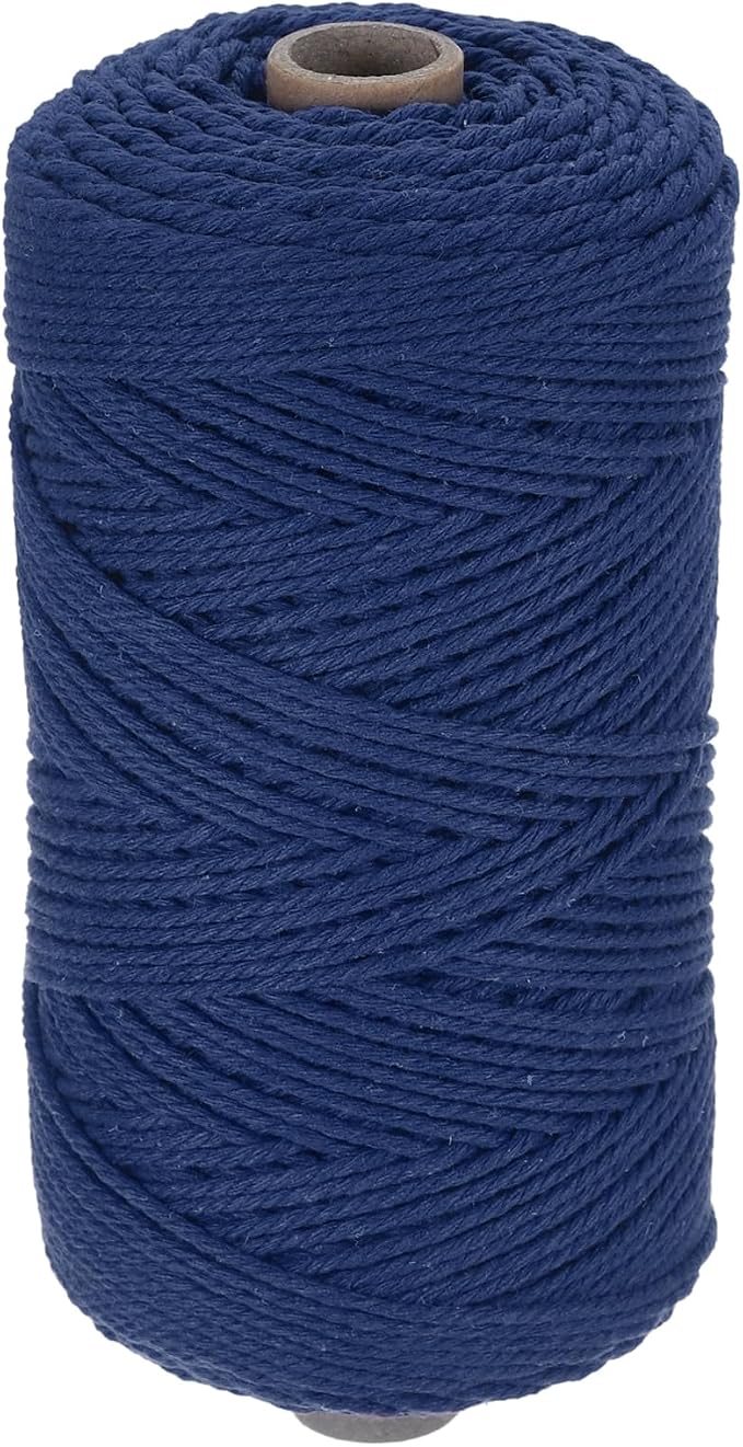 HARFINGTON Natural Macrame Cord 2mm x 220 Yards 3 Strand Twisted Cotton Macrame by HARFINGTON