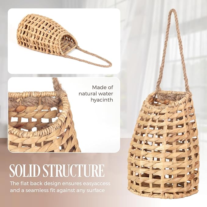 Natural Handwoven Wall Hanging Water Hyacinth Basket - Image 3