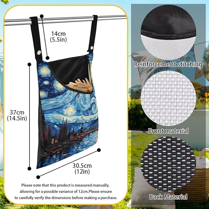 Van Gogh Starry Night Summer Clothes Pin Bag - Image 6