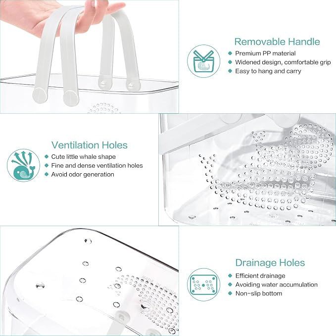 2 Pack Plastic Shower Caddy Basket, Portable Shower Caddy Tote Storage Basket - Image 4