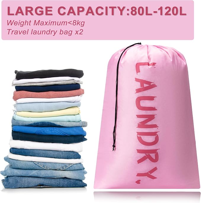 4 Pack XL Travel Laundry Bag, Machine Washable Dirty Clothes Organizer - Image 3