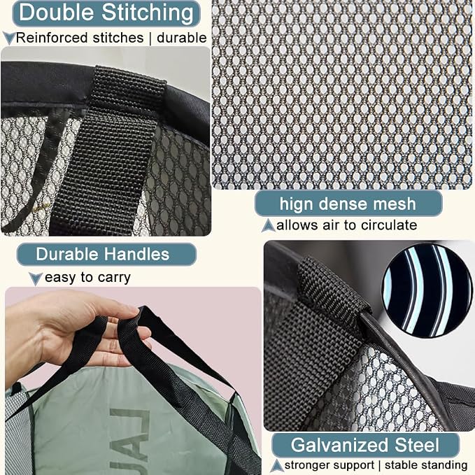 Mesh Laundry Hamper 2Pack Pop Up Hamper - Image 4